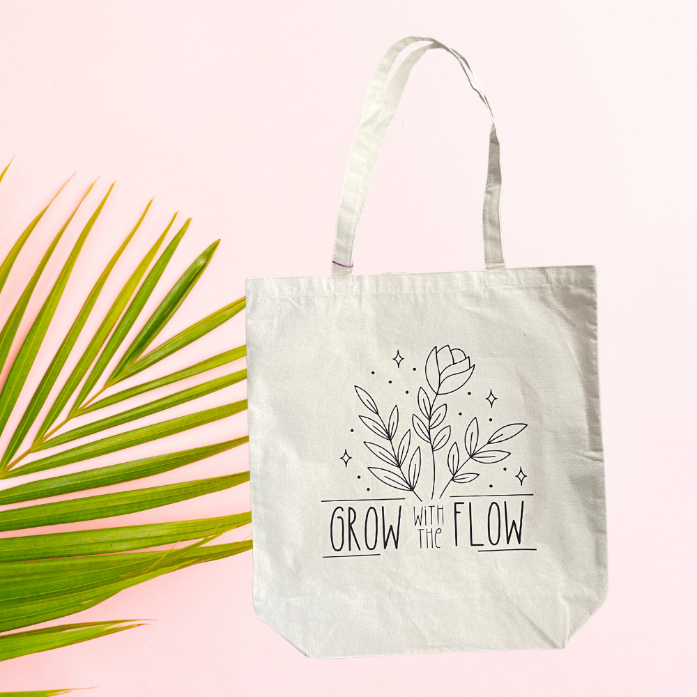 grow with the flow tote bag