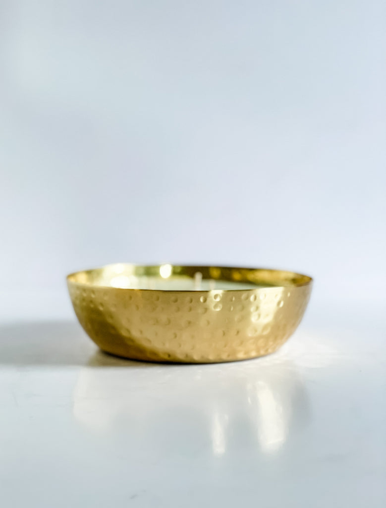 hammered brass bowl candle