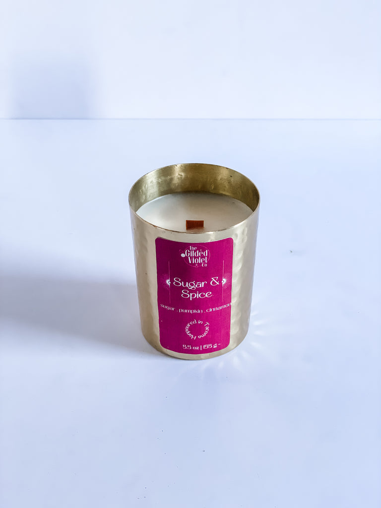 sugar and spice brass candle