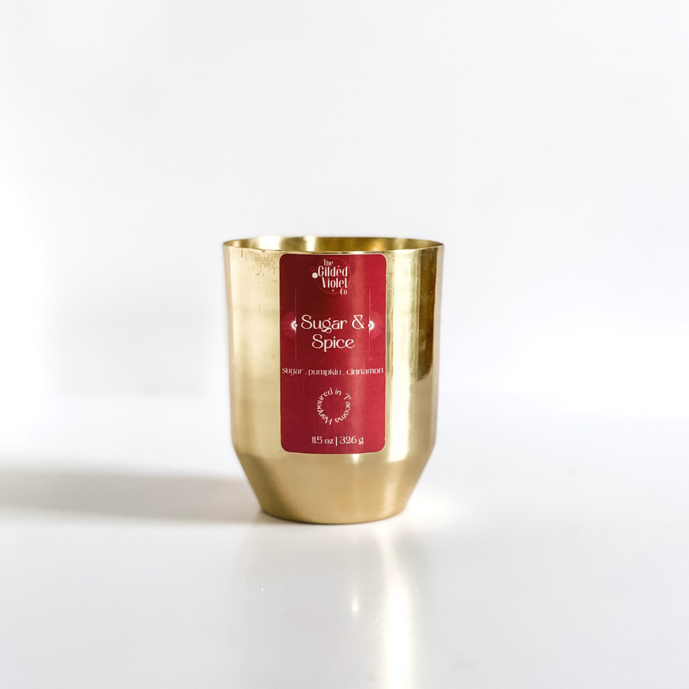 sugar and spice brass candle