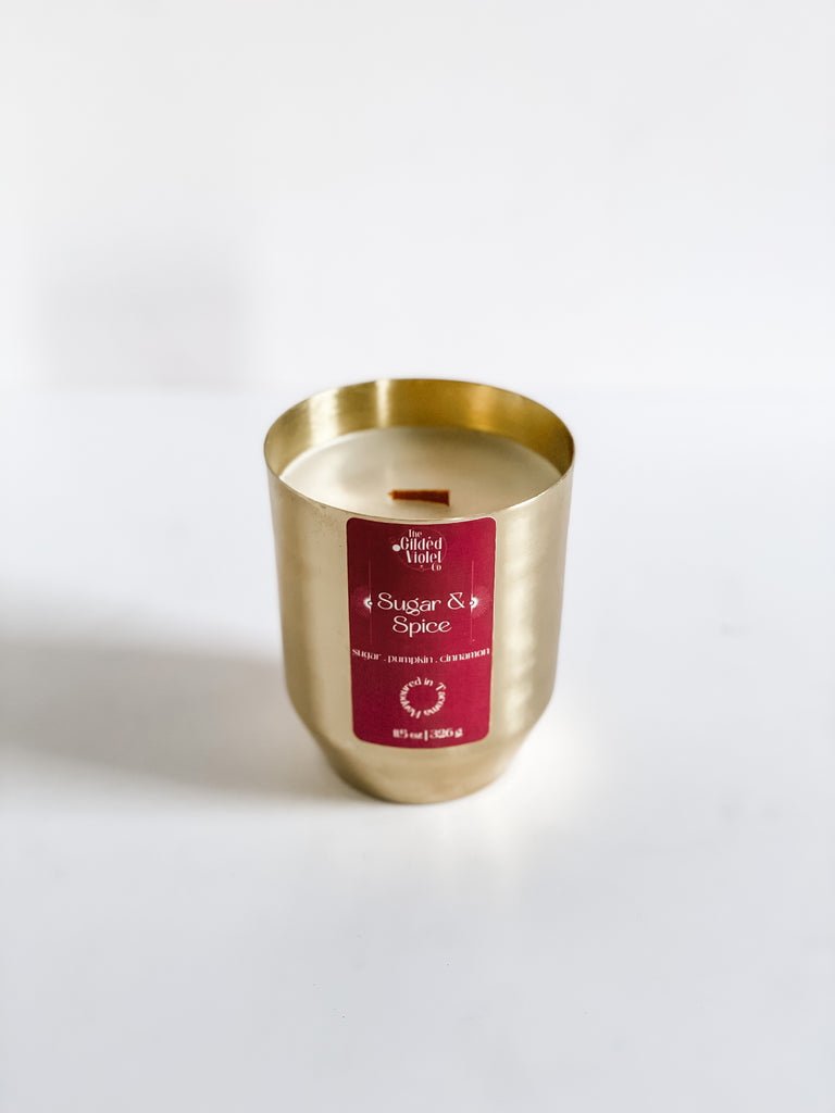 sugar and spice brass candle