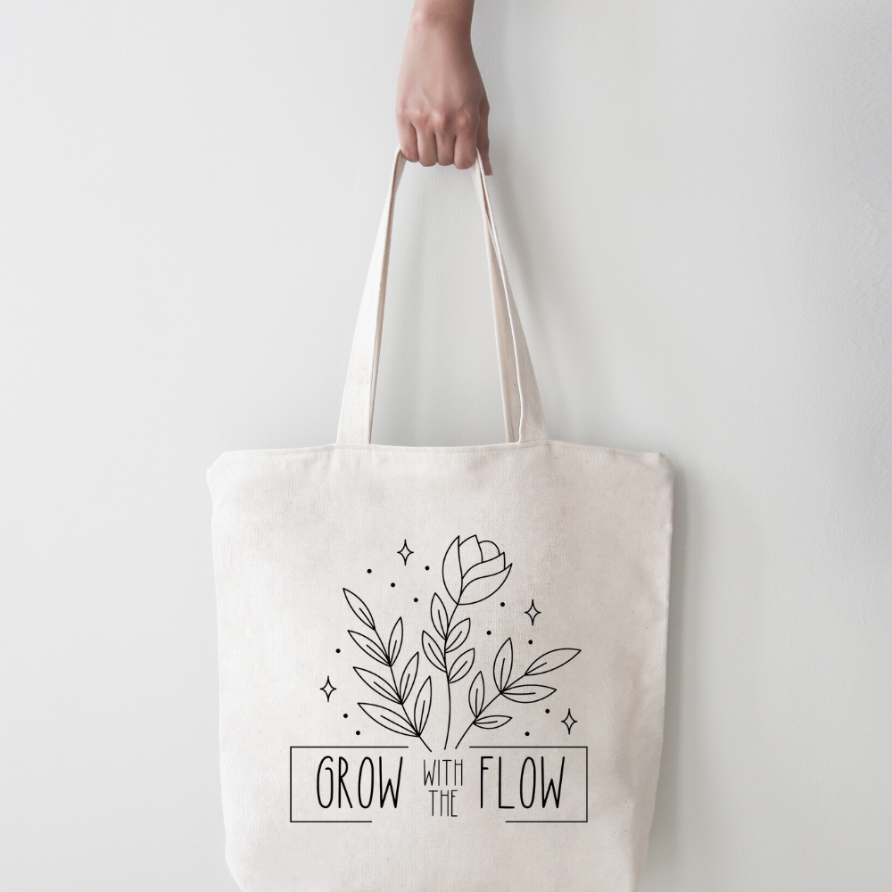 grow with the flow tote bag